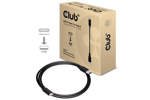 CLUB3D USB TIPO-C 3.1 GEN 2 MASCHIO 10GBPS A TIPO A MASCHIO CAVO 1MT BLACK